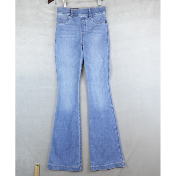 SPANX Pants - NWT SPANX Kick Flare Jeans Stonewashed Blue High Rise Stretch Denim Size XS